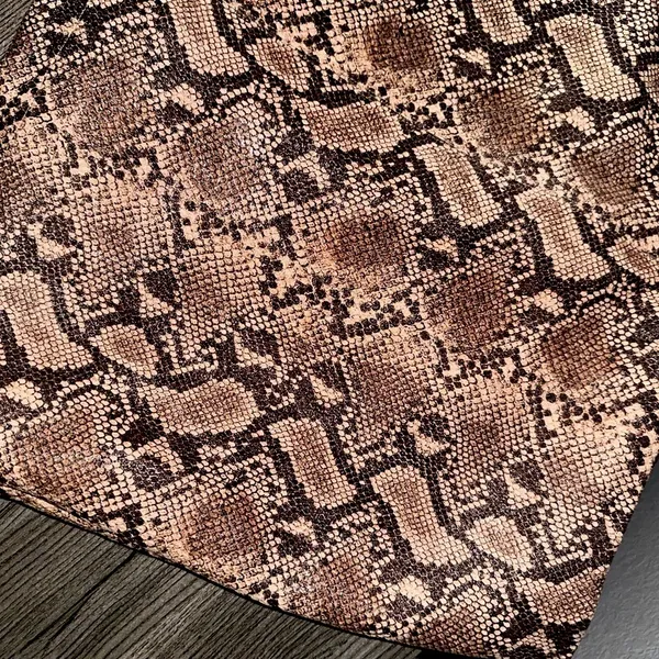 Lulus - NWOT Wild Card Snake Print Vegan Leather Mini Skirt Tan XL - Image 8