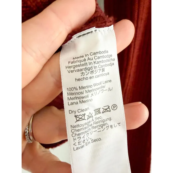 Madewell | NWT Merino Wool Ribbed V Neck Sweater Top Deep Rust | Sz S - Image 5