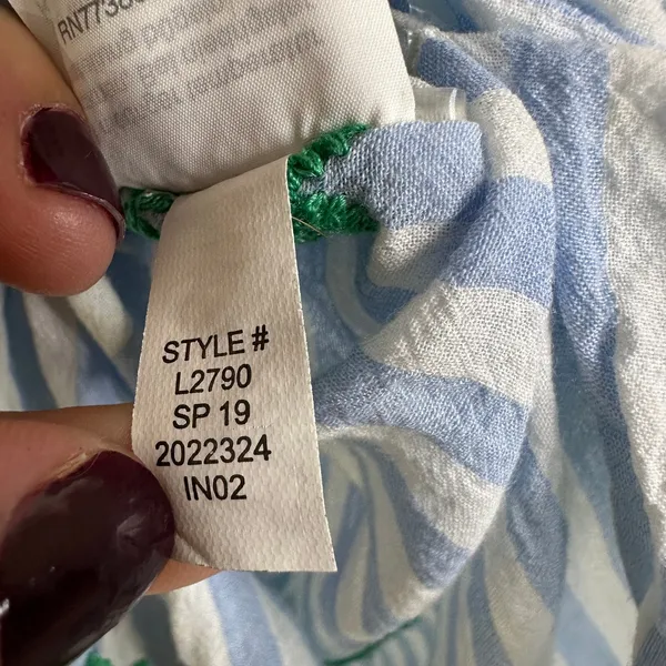 J.CREW Embroidered Beach Tunic In Stripe L2790 Vacation Floral Size S - Image 5