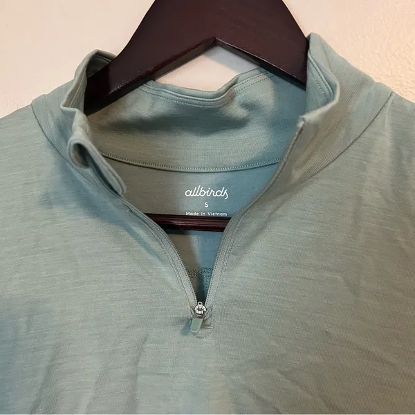 Allbirds Quarter Zip Pullover Natural Run Mid Layer Green Hush Athleisure Casual - Image 4