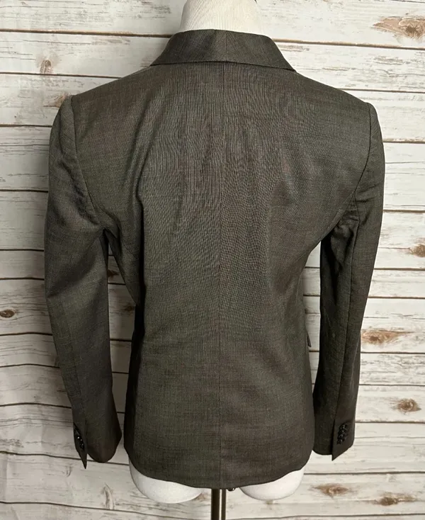 Ann Taylor taupe/brown wool-blend tailored tuxedo-inspired blazer Size 8P - Image 3