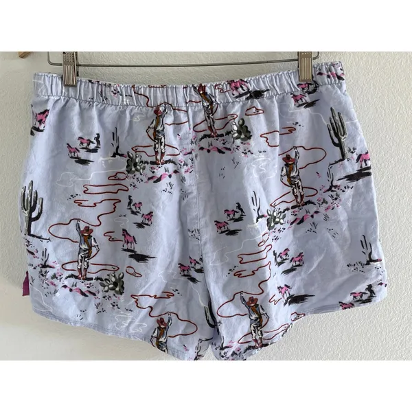 PJ Salvage Western Cowboy Horse Flannel Pajama Boxer Shorts Blue L - Image 6