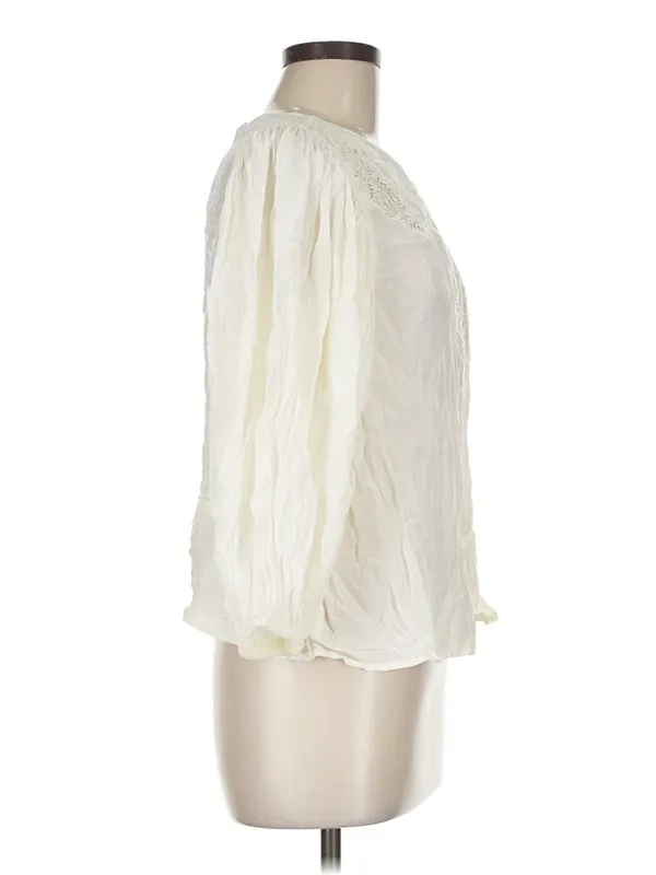Farm Rio White Lace Crochet Puff Sleeve Blouse Top Size M Boho Romantic - Image 3