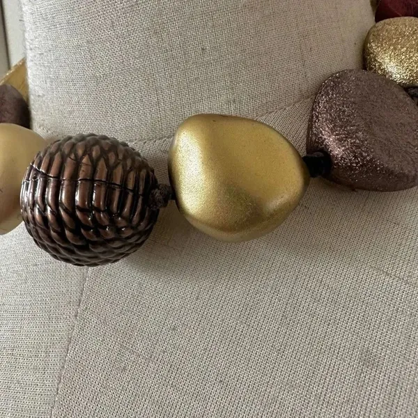 JS gold tone and brown chunky choker necklace - Image 3