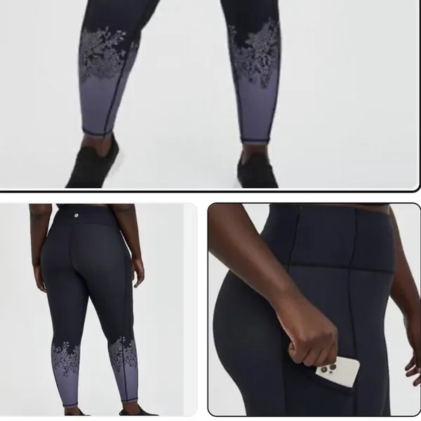 Torrid Black & Purple Floral Full length Wicking Legging W1172 Plus Size 4X - Image 2