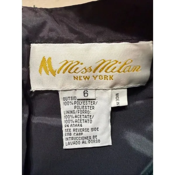 Vintage Miss Milan dark green, sleeveless Beaded evening gown Sz 6 NWT - Image 4