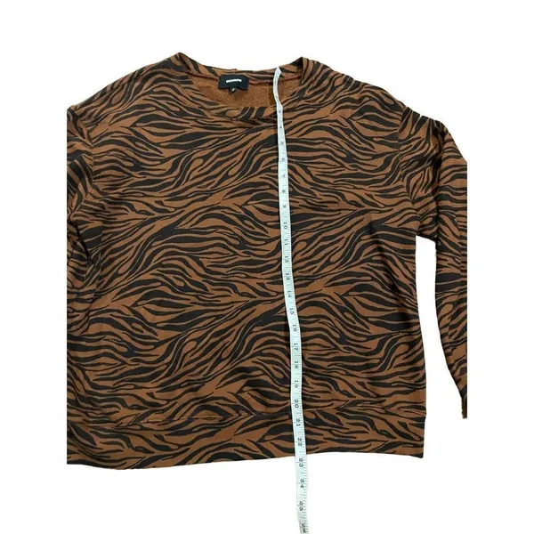 Monrow Zebra Full Sleeve Sweatshirt in Caramel sz Large‎ - Image 6