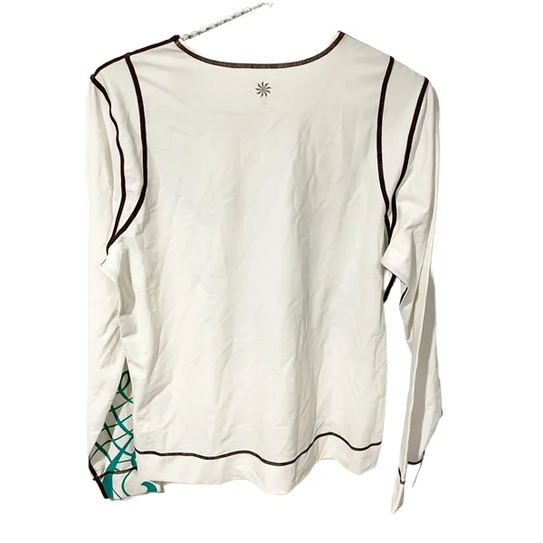 Athleta Large Long Sleeve Top Nylon Spandex Blend Floral Print Quick‎ Dry - Image 5