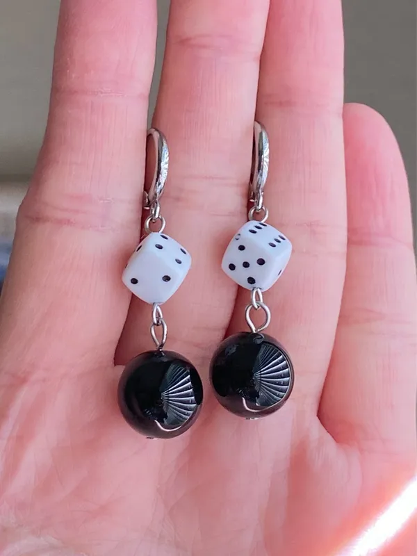 Handmade y2k funky unique dangle earrings 🌀🖤 - Image 4