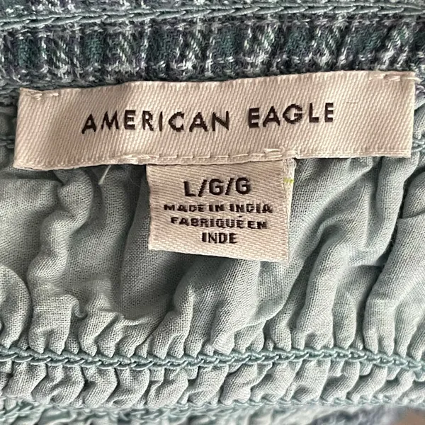 American Eagle gingham smocked long-sleeved dress - large - Image 6