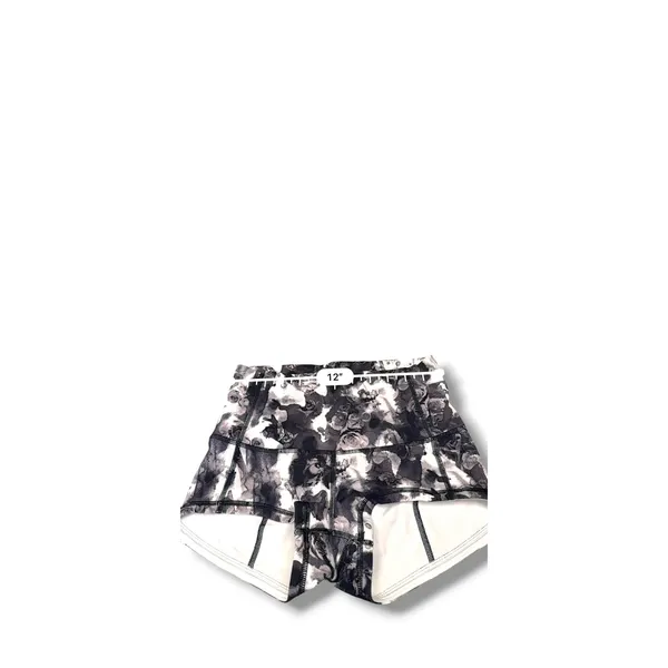 Lululemon Boogie Shorts Womens 6 Black White Floral Yoga Running Athletic - Image 5