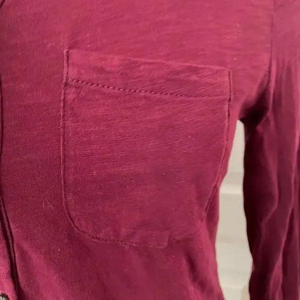 Loft burgundy long sleeve button down - Image 6