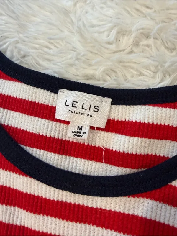 Le LIS Red & White Striped Ribbed Tank with Navy Trim - Image 2