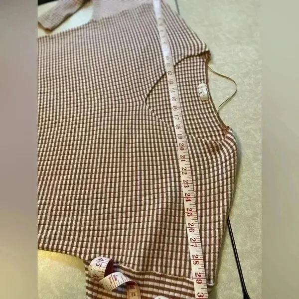 LA Hearts Womens Brown White Striped‎ Ribbed V-Neck Cropped Sweater Large - Image 11
