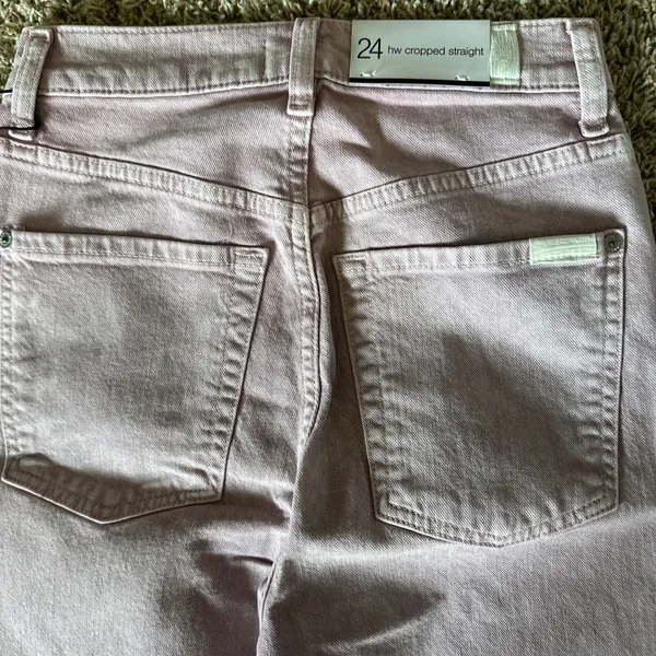 7 For All‎ Mankind Womens Size 24 Pink Stonewash Cropped Straight Leg Jeans NWT - Image 5