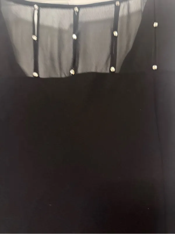 Evan Picone Black Midi Dress with Sheer Studded Yoke NWT - Image 5