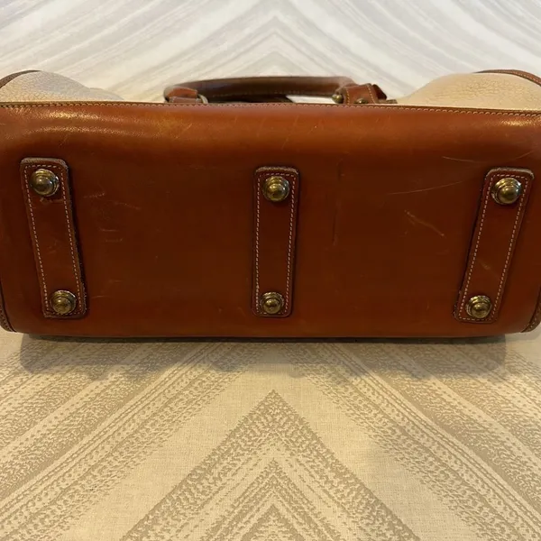 Dooney & Bourke Ivory & Brown Vintage Satchel Bag - Image 2