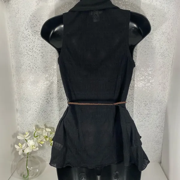 Belle du Jour Black Sweater Vest with Rope Belt - Image 9