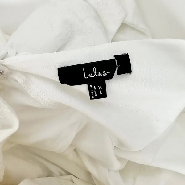 NEW Lulus Exceptional Vision White Jacquard Removable Bow Jumpsuit Bridal XL - Image 11
