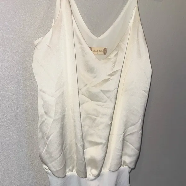 Altar’d State Satin Cowl Neck Bodysuit Cream Size L Elegant Minimal NWOT - Image 3