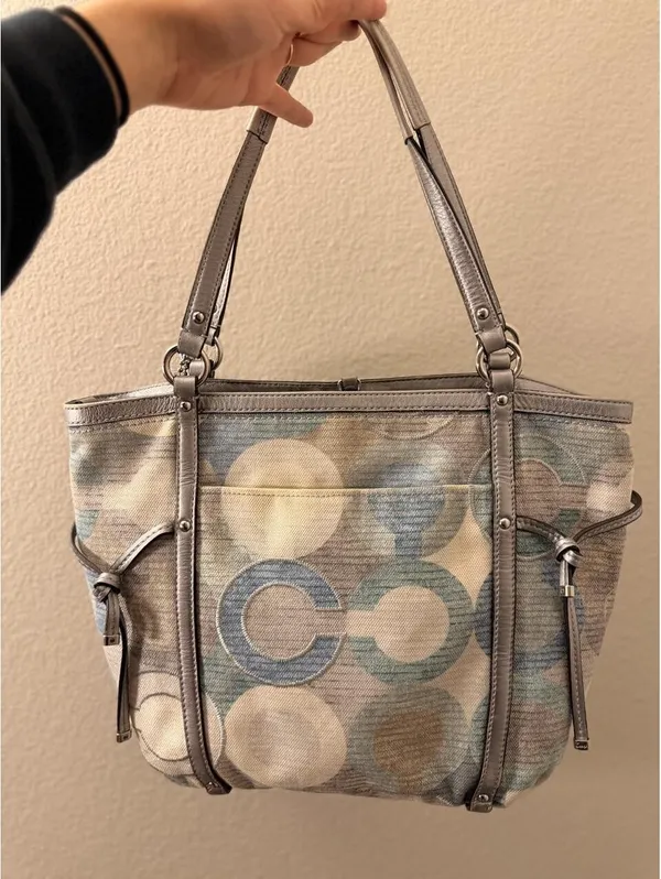 Vintage Coach Audrey Metallic Graphic Op Art Cinched Tote - Image 2
