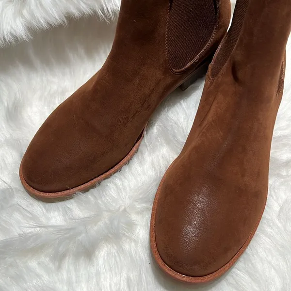 LOFT Size 10.5M Brown Faux Leather Slip On‎ Chelsea Ankle Boots. B77 - Image 3