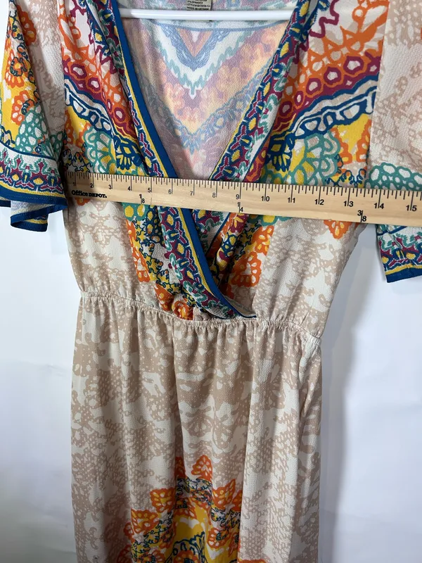 Flying Tomato S Boho Paisley Medallion Maxi Dress Surplice Flutter Sleeve - Image 5