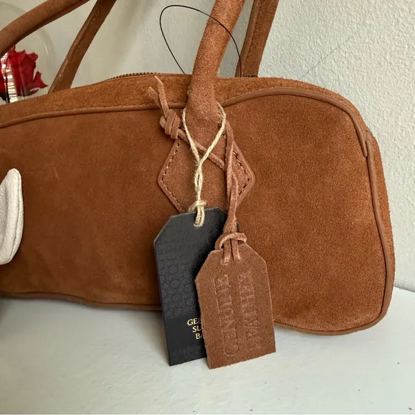 Brown genuine leather Suede Women's Bag with Bow Accent - Image 4