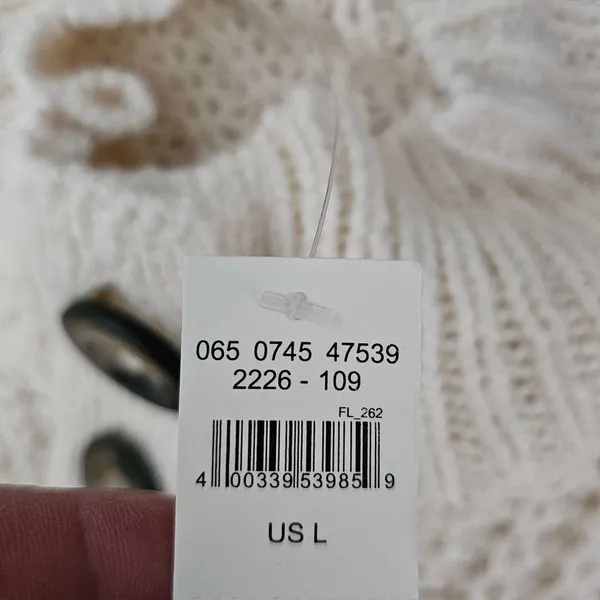 Aerie Cream Button Mockneck Cable Knit Detail Sweater Size Large - Image 7