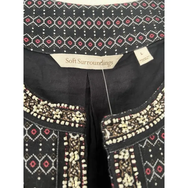 Soft Surroundings Black Embroidered Mandala Bolero Manda Cropped Jacket Sz L - Image 8