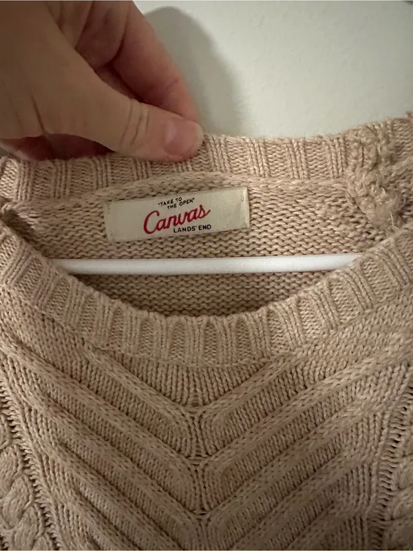 Land’s End cable knit sweater oatmeal - Image 2