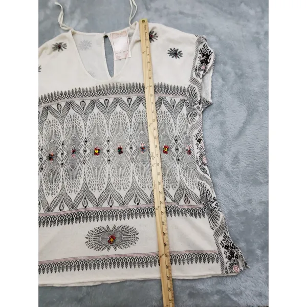Free People New Romantics Size S/P Knit Top Gemstone Accents Short Sleeve - Image 5