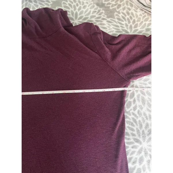 Aerie Real Soft Ribbed Turtleneck Tee Small Burgundy Maroon Preppy Minimalist - Image 5