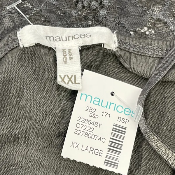 Maurices Cami Tank Top Women XXL Gray Crinkle Lace‎ Trim Coquette Fairy Grunge - Image 9