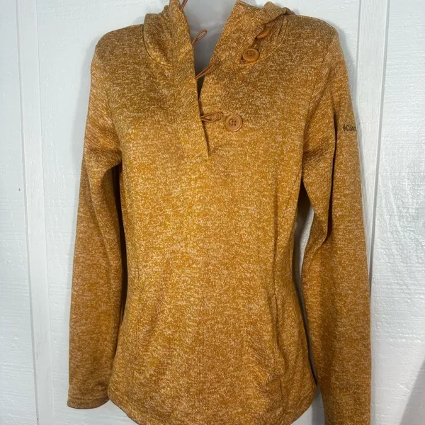 Columbia Darling Days Womens Pullover Light Orange 1/4 Button Size Small EUC Brown - Image 2