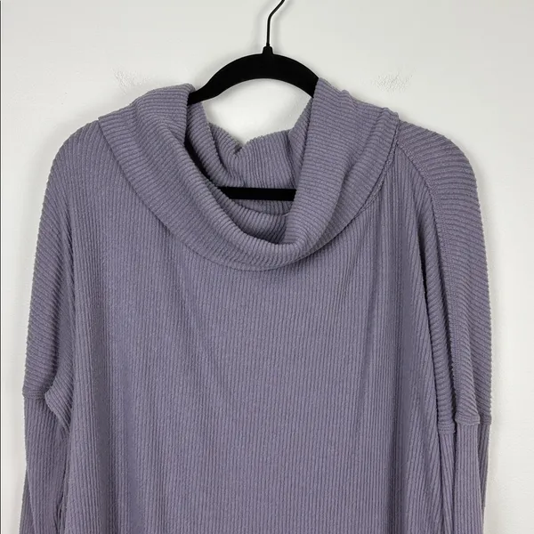 Free People We The Free Juicy Long Sleeve Cowl Neck Top Size Large Purple Smoke - Image 3