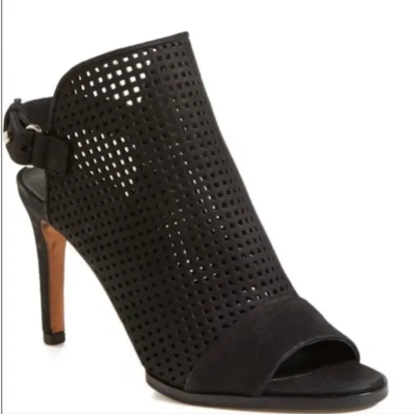 Vince Aden‎ Laser Cut Suede Peep Toe Heel Sandal Slingback Booties Nubuck 7 37.5 - Image 3