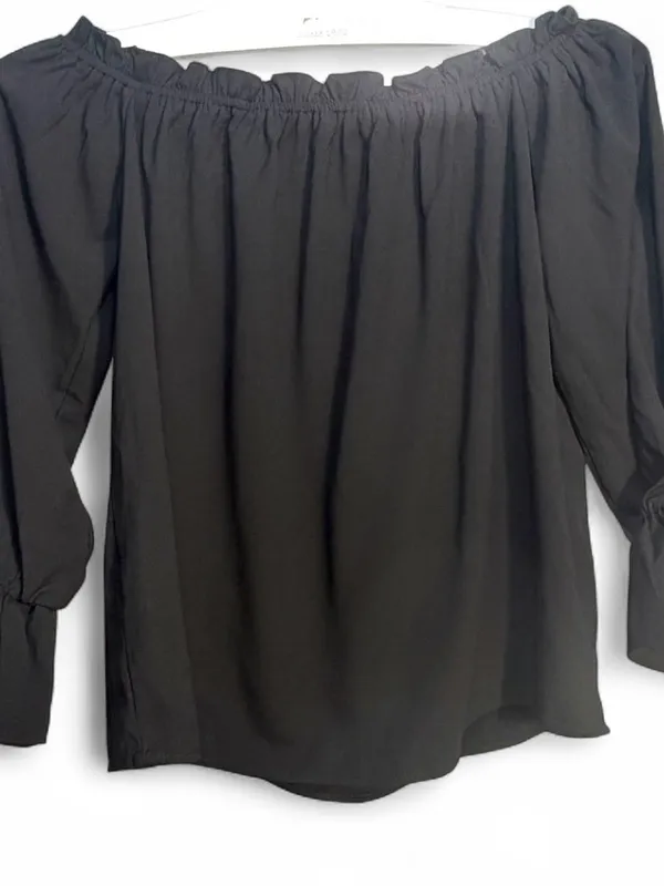 LULUS Women’s All in Good Fun Black Off-the-Shoulder Top Blouse Size Small - Image 4