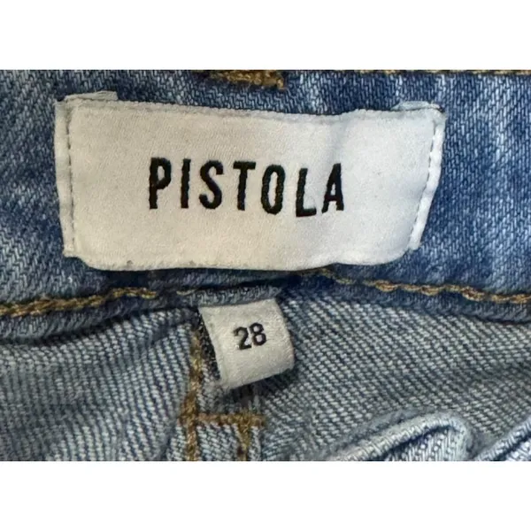 Pistola Women's Jeans Straight Leg Distressed‎ Raw Hem Stonewash Denim Size 28 - Image 5