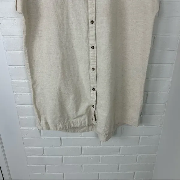 Rhythm Classic Linen Blend Shirt Dress In Oat Size S - Image 4