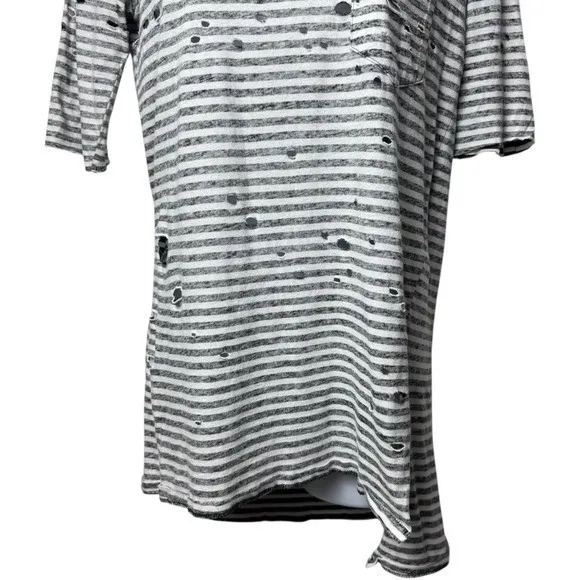 Free People Stripe Distressed Top Beetlejuice Asymmetrical Halloween Grunge XS - Image 4