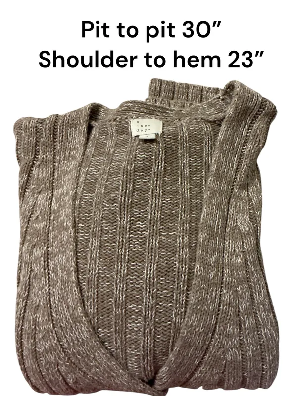 A New Day Women's Size 3X Brown Marled Ribbed Knit Cardigan Sweater V-Neck - Image 4