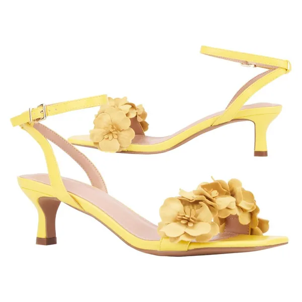 NWT New York Company Womens Gwendolyn Kitten Heel Floral Yellow 6M - Image 3