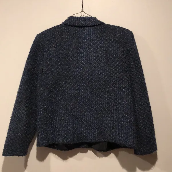 Vintage Requirements Tweed Chenille Dark Blue Blazer - Image 5