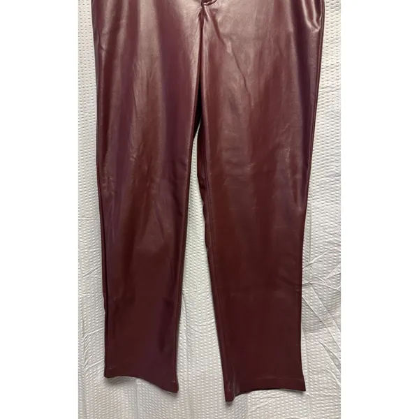 Joie Women's Size 10 Burgundy Faux Leather‎ Straight Leg Pants NWT Lined - Image 2