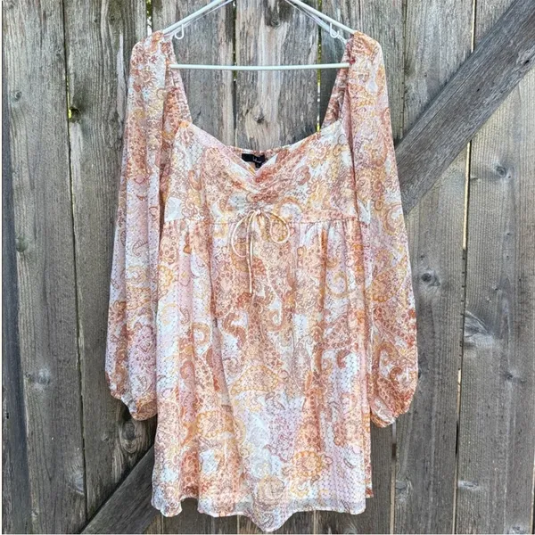 NWT Lulus Radiant Suggestion Paisley Babydoll Dress Size Large - Image 5