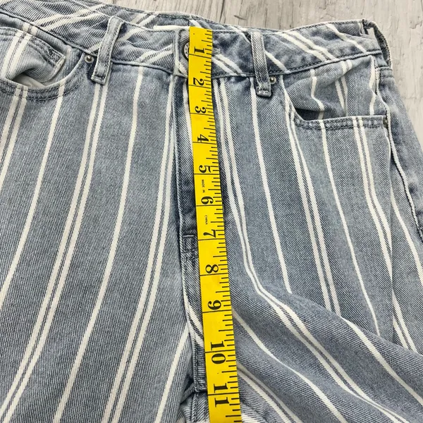 PacSun Blue White Stripe High Rise Slim Fit Cotton Mom Jeans 27 - Image 10