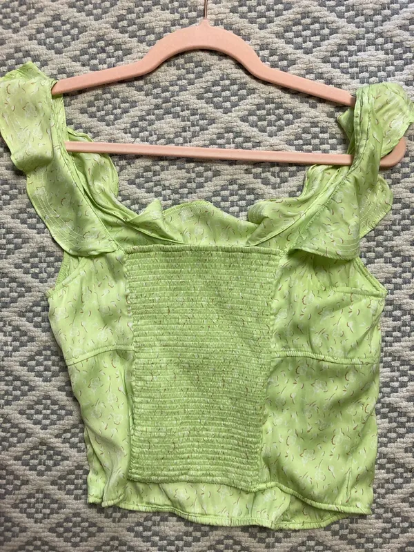 Free People Stay With You Lime Green Ruffle-Trim Camisole Medium - Image 3