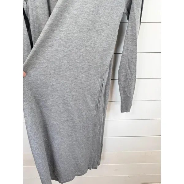 CHELSEA & THEODORE Cardigan Duster Sz L Mist Grey Heather Open Front Long Sleeve - Image 4