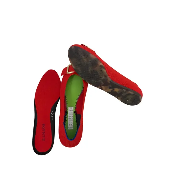 NWOT Rothy's Shoes Red The Emblem Ballet Flat Gold Hardware Size 10 - Image 4